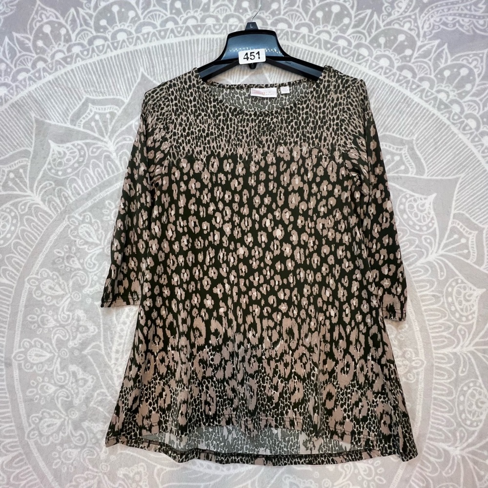💗👚BEAUTIFUL DESIGNER TOP SHIRT BLOUSE👚💗CHEETAH LEOPARD PRINT XXS LONG 451